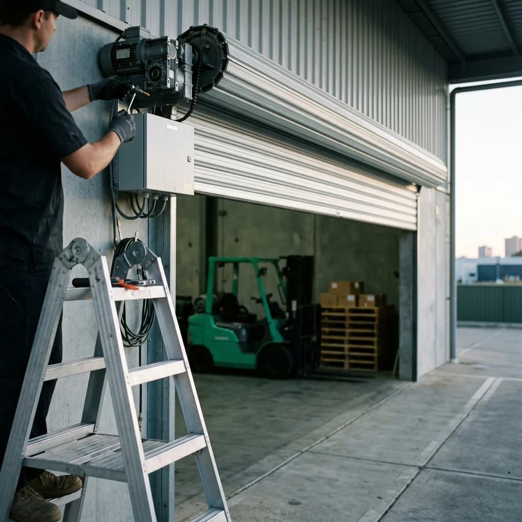 Commercial & Industrial Roller Shutters in Perth — Warehouse, workshop and shopfront doors — treated as plant, not as building fittings.